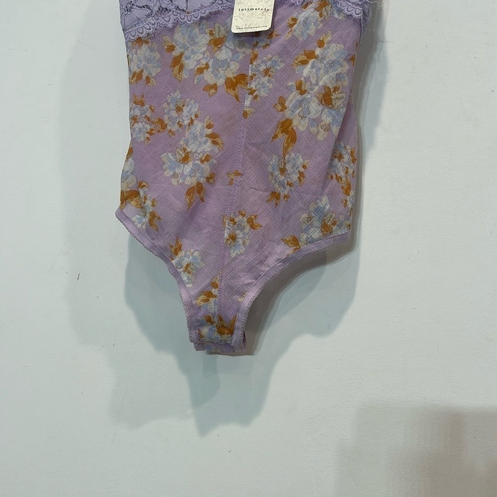 Free People Purple lilac /Orange floral lace  Bodysuit women’s small new w tag - Picture 4 of 7